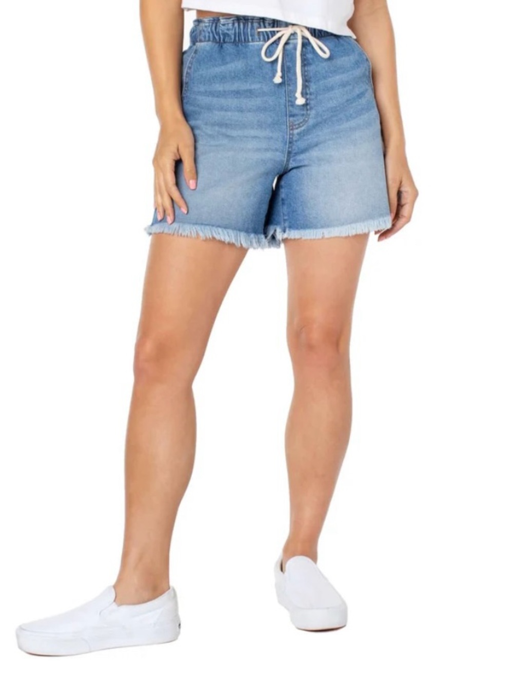 Celebrity Pink Ultra High Rise The Pepper Frayed Hem Denim Shorts, size M